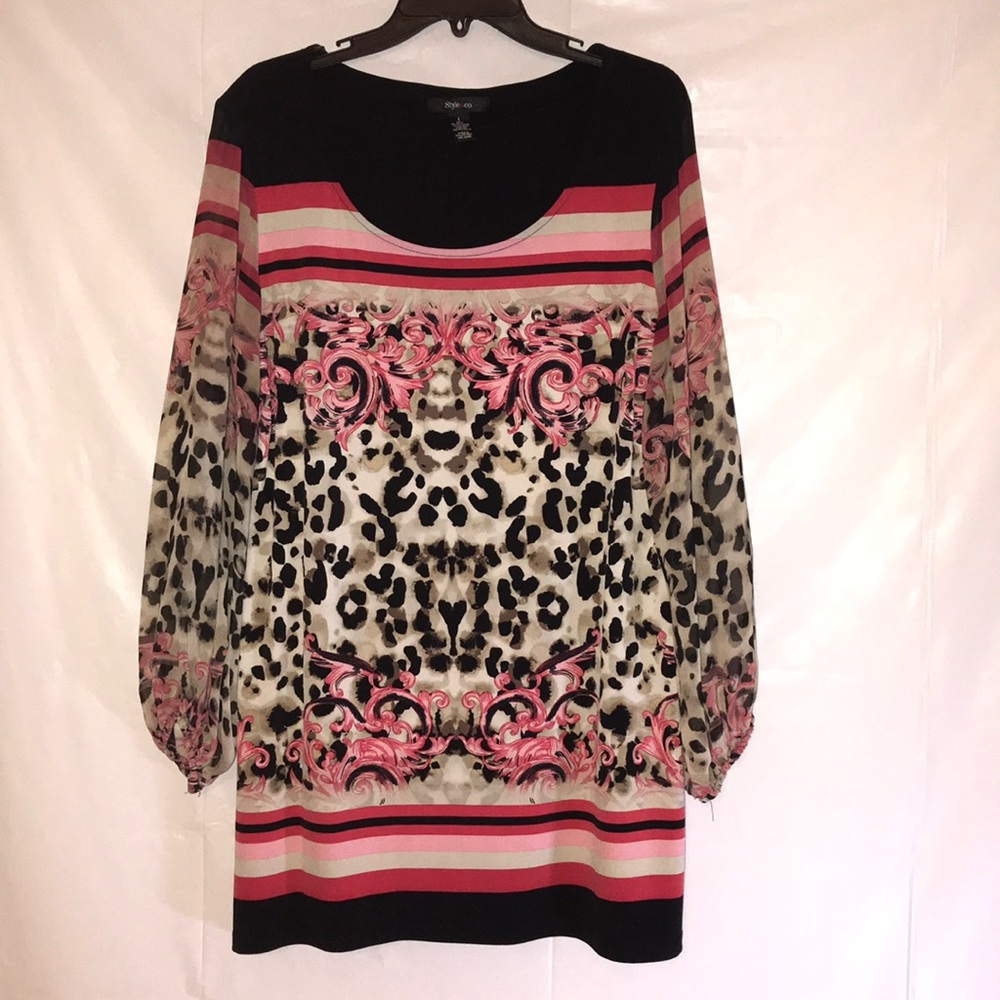 Style & Co, Multi-Color Chetah Print Sz L, Blouse
